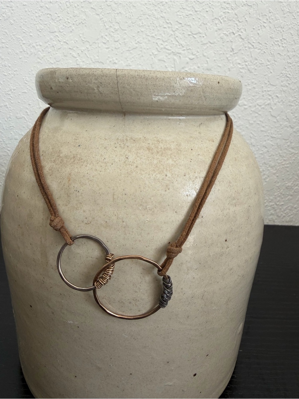 Handcrafted Boho Interlinked Hoop Necklace in Mixed Metals